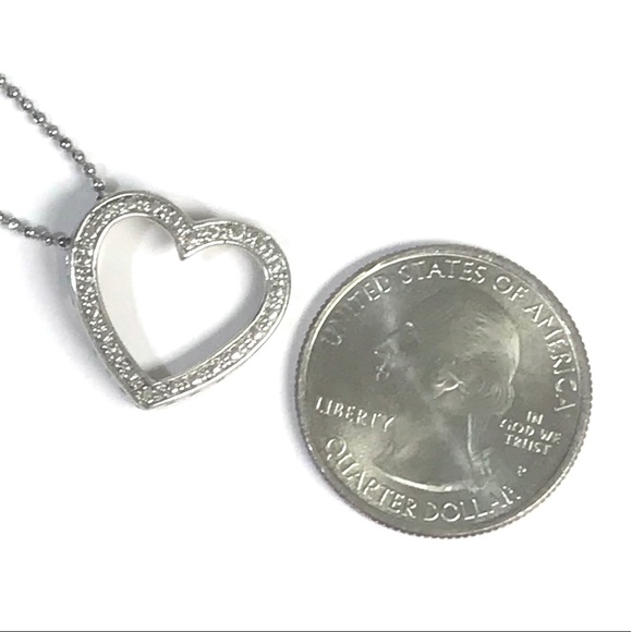 STERLING SILVER OPEN HEART PENDANT NECKLACE - Picture 3 of 10